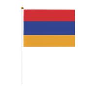 Lot de 6 drapeaux de l'Arménie 14 x 21 cm - Petits drapeaux sur bâtons de bois avec dessus de lance - Mini drapeau pour défilés, élections, événements patriotiques