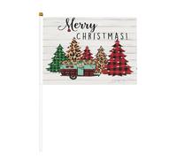 Lot de 6 drapeaux de Noël de ferme de 14 x 21 cm, pour cour, salon, concours de fêtes de fin d'année.