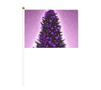 Lot de 6 drapeaux de Noël violets et 10 drapeaux à main, petits drapeaux pour défilés, fête, bar, anniversaire