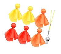 Lot de 6 drapeaux de pénalité pour arbitre - Accessoires de fête pour football - Réf - Umpire Coaches - Lancer des drapeaux avec sifflets