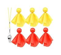 Lot de 6 drapeaux de pénalité pour arbitre - Accessoires de fête pour football - Réf - Umpire Coaches - Lancer des drapeaux avec sifflets