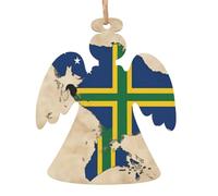 Lot de 6 drapeaux des îles Salomon avec lignes croisées imprimées pour sapin de Noël, décoration à suspendre, ange, cloche, arbre de neige, formes de bonhomme de neige pour installation de Noël