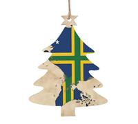 Lot de 6 drapeaux des îles Salomon avec lignes croisées imprimées pour sapin de Noël, décoration à suspendre, ange, cloche, arbre de neige, formes de bonhomme de neige pour installation de Noël