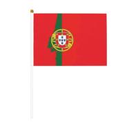 Lot de 6 drapeaux du Portugal avec pays - Lot de 6 et 10 drapeaux à agiter à la main sur bâton - Pour défilés, fêtes, bars, anniversaires