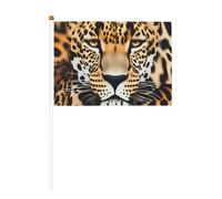 Lot de 6 drapeaux en forme de léopard animal et 10 drapeaux à main pour défilé, fête, bar, anniversaire
