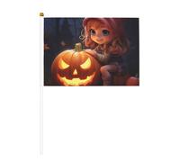 Lot de 6 drapeaux mignons de citrouille d'Halloween et de 10 drapeaux à la main, petits drapeaux pour défilés, fête, bar, anniversaire