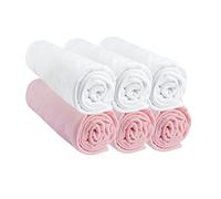 Lot de 6 Draps housse 60x120 cm Lit Bébé, Berceau, Lit Parapluie 60 x 120 | 100% Coton | Rose + Blanc | Extensible & Respirant | Sommeil sain | Marque Easy Dort | Label Oeko-Tex | Fabriqué en Europe