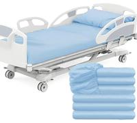Lot de 6 draps-housses pour matelas d'hôpital avec taille élastique tout autour, pour lit double, table de massage, hôtel et maison (91 x 213 x 36 cm, bleu)