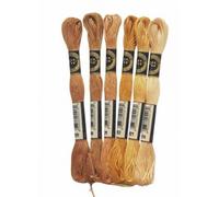 Lot de 6 échevettes Point de croix Brin divisible en 6 Broderie traditionnelle Coloris Ocre