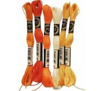 Lot de 6 échevettes Point de croix Brin divisible en 6 Broderie traditionnelle Coloris Orange