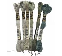 Lot de 6 échevettes Point de croix Brin divisible en 6 Broderie traditionnelle Coloris Vert Kaki
