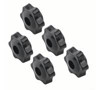 Lot de 6 écrous de serrage M6 38 mm avec poignée en forme d'étoile - Fixations en plastique et laiton pour machines, noir