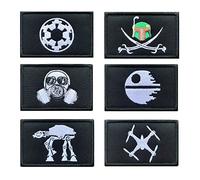 Lot de 6 écussons tactiques pour film Star War Funny Imperial Target Rebelle Scum Alien Symbole Morale Militaire Patch brodé Crochet et Boucle Patch pour sacs à dos, harnais, uniformes militaires