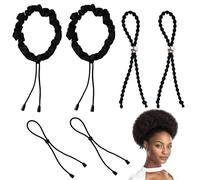 Lot de 6 élastiques à cheveux afro réglables pour cheveux afro - Accessoires pour cheveux épais et bouclés - Noir