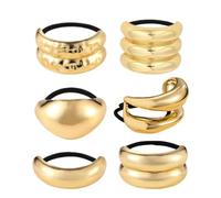 Lot de 6 élastiques à cheveux dorés pour queue de cheval, élastiques pour femmes, filles, épouses, danseurs, artistes, anniversaires, gymnastiques, rendez-vous à l'école