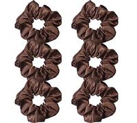 Lot de 6 élastiques à cheveux élastiques en satin doux pour femmes filles, marron, 11 cm/4,3 pouces