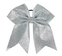 Lot de 6 élastiques à cheveux paillettes for filles, 18 cm, grands nœuds, accessoires for Pour Femmes(Silver)