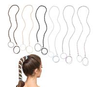 Lot de 6 élastiques tressés à enrouler pour queue de cheval - Antidérapants et élastiques - Pour la gym, le yoga, les activités de plage - Pour femmes et filles - 63,5 cm