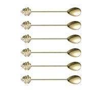 Lot de 6 élégantes cuillères à café en alliage de zinc en forme de feuilles d'érable pour café, thé, dessert, coffret cadeau