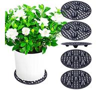 Lot de 6 élévateurs de niveau de plantes robustes, soucoupes pour éviter la pourriture et les dommages sur terrasse et terrasse (20 cm-6 pièces, noir)