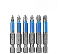 Lot de 6 embouts de tournevis antidérapants pour utilisation à l'impact, longueur 50 mm, comprend PH1, PH2, PH3 et PZ1, PZ2, PZ3