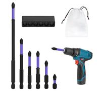 Lot de 6 embouts de tournevis cruciforme, avec 1 sac de rangement, tournevis magnétique, tournevis anti-choc, tournevis magnétique, jeu d'embouts de tournevis antidérapants