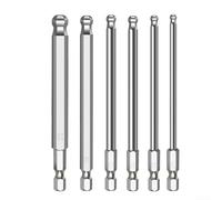 Lot de 6 embouts de tournevis hexagonaux magnétiques à extrémité sphérique pour H2 5 H3 H4 H5 H6 H8, 100 mm de long, alliage d'acier, anti-rouille, pour automobile et amélioration de la maison