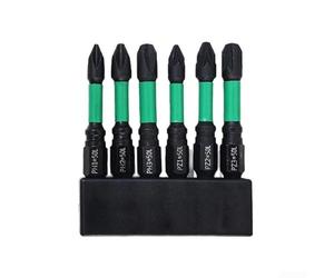 Lot de 6 embouts de tournevis magnétiques à tige hexagonale de 50 mm PH1 PH2 PH3 PZ1 PZ2 PZ3 en alliage d'acier traité thermiquement pour plus de résistance et de durabilité