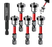 Lot de 6 Embouts Visseuse Placo PH2 Magnétiques, 1/4" Tige Hexagonale Porte-embouts Cloison Sèche avec Butée de Profondeur, Embout Tournevis à Positionnement, pour Perceuses, Visseuses