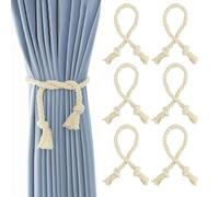 Lot de 6 Embrasses de Rideaux en Coton, Attaches de Rideau en Coton, Embrasse pour Rideaux Tissé à La Main Corde en Chanvre, Embrasses à Rideaux Rideau Corde pour Décoration dans la Salle (Beige)