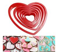 Lot de 6 emporte-pièces en forme de cœur en plastique pour la Saint-Valentin - Taille de 2,5 à 8,5 cm
