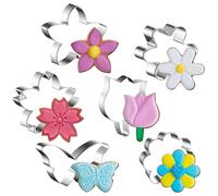 Lot de 6 emporte-pièces en forme de fleur de 7,6 cm, marguerite, tulipe, 3 formes de fleurs, papillon, emporte-pièces en acier inoxydable, outil de cuisson pour biscuits faits maison