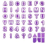 Lot de 6 emporte-pièces en forme de lettres de l'alphabet pour fondant - Avec 6 grattoirs à gâteau - 40 pièces - Lettres de ponctuation - Lettres et chiffres - Pour décoration de gâteau