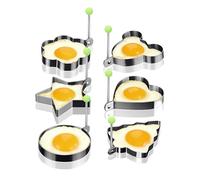 Lot de 6 emporte-pièces pour cuisson des œufs au plat, moules en acier inoxydable, antiadhésifs, anneaux de cuisson, idéal pour œufs sous forme de pancakes, d’omelettes