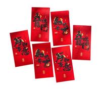 Lot de 6 enveloppes chinoises rouges 2026 « Good Luck in the Yea »