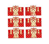 Lot de 6 enveloppes rouges 2026 avec motifs chevaux avec feuilles d'aluminium traditionnelles et contemporaines pour cadeaux de vacances