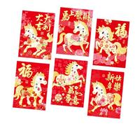 Lot De 6 Enveloppes Rouges Avec Motifs D'animaux De Dessin Animé Zodiaque Chinois Année Du Cheval Porte-monnaie En Papier Enveloppes D'argent Zodiaque Chinois 2026