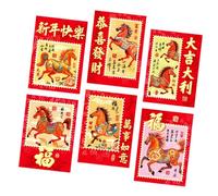 Lot De 6 Enveloppes Rouges Avec Motifs D'animaux De Dessin Animé Zodiaque Chinois Année Du Cheval Porte-monnaie En Papier Enveloppes D'argent Zodiaque Chinois 2026