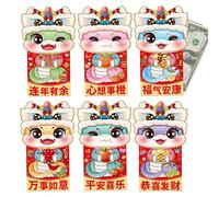 Lot de 6 enveloppes rouges chinoises 2025-6X motif serpent de dessin animé pour le Nouvel An | Hong Bao pour festival de printemps, anniversaire