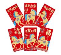 Lot de 6 enveloppes rouges chinoises - Décoration portable pour la maison - Enveloppes d'argent rouges chinoises - Pour, femmes, filles, adolescents, fils, filles et familles