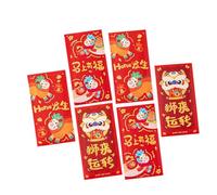 Lot de 6 enveloppes rouges en papier pour fête du Nouvel An chinois 2026