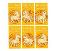 Lot de 6 enveloppes rouges inspirées de la culture vietnamienne avec texture givrée Lunaires Année Chevaux Bonne chance Diversité Culturelle Festival Sac cadeau