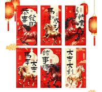 Lot de 6 enveloppes rouges pour argent | Célébrations festives, année du cheval, pour Noël, anniversaire, mariage, fête du printemps, réunions de famille