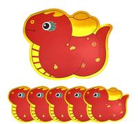 Lot de 6 enveloppes rouges Serpent chinois, rouge serpent 2025-6 enveloppes cartoon Lunar New Year of the Snake - 2025 Année du serpent rouge - Enveloppes d'argent pour le Nouvel An