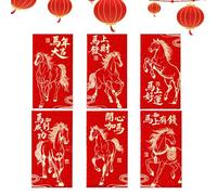 Lot de 6 enveloppes rouges « Year of the Horse » - Pour famille, parents, enfants, collègues, voisins, jeunes adultes