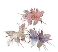 Lot de 6 épingles à cheveux en forme de papillon avec plumes colorées et cristaux