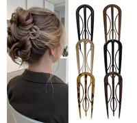 Lot de 6 épingles à cheveux françaises | Fourchette à cheveux en forme de U pour chignons et chignons | Épingles à cheveux en acétate de cellulose avec dents internes | Accessoire français sans effort