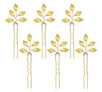 Lot de 6 épingles à cheveux vintage en forme de feuille dorée pour mariée et demoiselle d'honneur