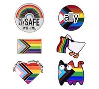 Lot de 6 épingles de fierté - You Are Safe With Me, drapeau arc-en-ciel et badge en émail pour chat/oie, couleurs vives avec fermoirs sécurisés (cadeaux pour le mois de la fierté, sortir, alliés LGBTQ