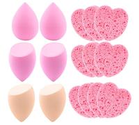 Lot de 6 éponges de maquillage réutilisables avec 10 éponges de nettoyage en forme de cœur, pour fond de teint, correcteur